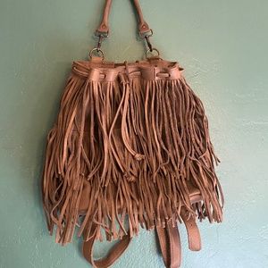 McFadin leather fringed backpack